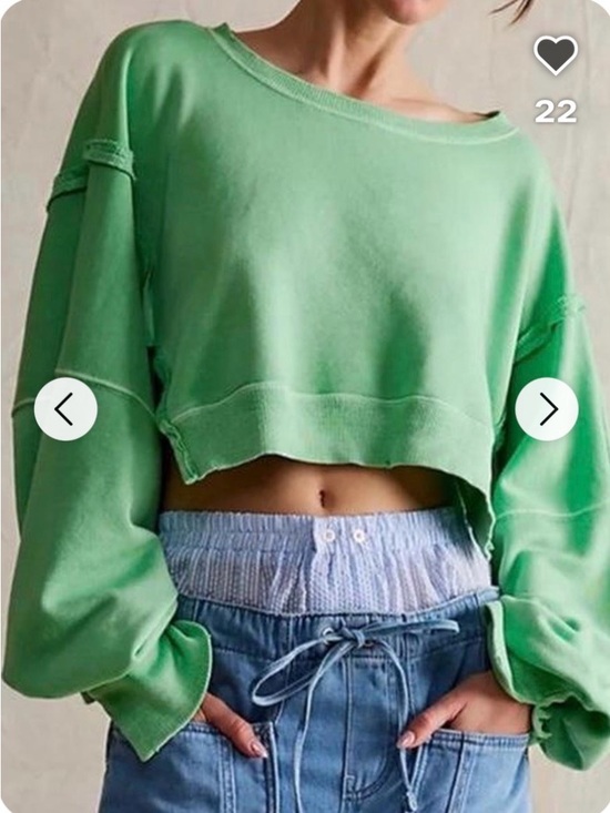 Free People Tops - We the Free by Free People Cropped Camden Sweatshirt ~ Green